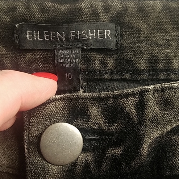 EILEEN FISHER ACID WASHED VELVETEEN BLACK WASHED JEAN SZ10 EUC - Picture 3 of 16